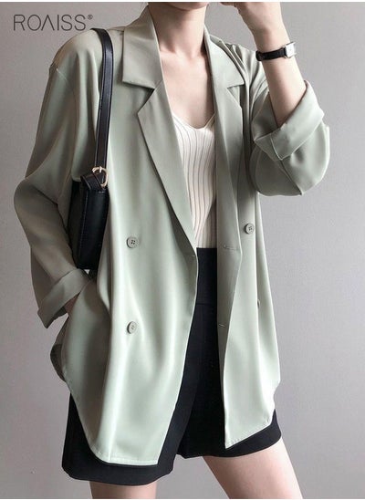 اشتري Women's Summer Lightweight Draped Blazer Smooth And Cool Material With Classic Lapel Design Button Open And Close Sunscreen Jacket في الامارات