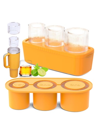 Buy Ice Cube Tray Molds for Cups, Silicone Ice Cube Maker With Lid, for Making 3 Hollow Cylinder Ice Cube Molds, for 30 40 Oz Cups for Chilling Cocktails, Whiskey, Drinks, Coffee in Saudi Arabia