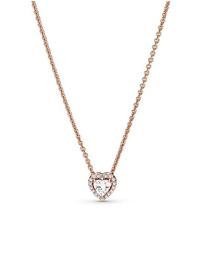 Buy PANDORA Sparkling Heart Collier Necklace Adjustable Jewelry 14k Rose Gold and Cubic Zirconia in UAE