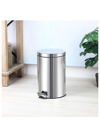 Buy Falcon 20L Stainless Steel Dustbin 29X29X45 Cm Chrome in UAE