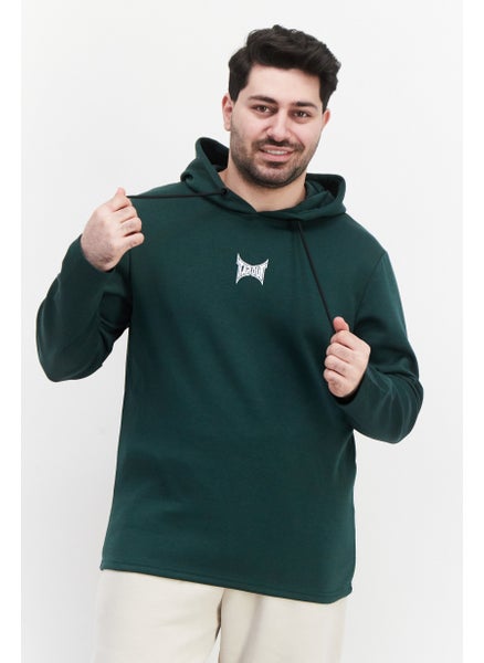 Buy Men Sportswear Fit Outdoor Hooded Sweatshirt, Green in Saudi Arabia