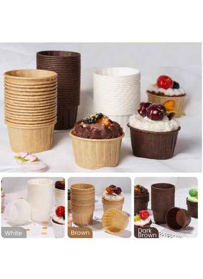 اشتري Cupcake Liners, 150pcs Muffin Baking Cups,Ramekin Holders, Heavy Duty Oil-proof Wrappers for Wedding,Birthday,Party,Baby Showers,Gift for Valentine's Day,3 colors(white/ brown /coffee) في الامارات