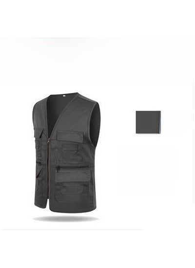 اشتري Mens Custom Vest Multi-Pocket Reporter Jacket Dark gray في السعودية