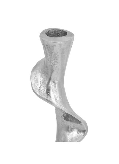 اشتري Ruly Taper Candle Holder, Silver - 10X54 Cm في الامارات