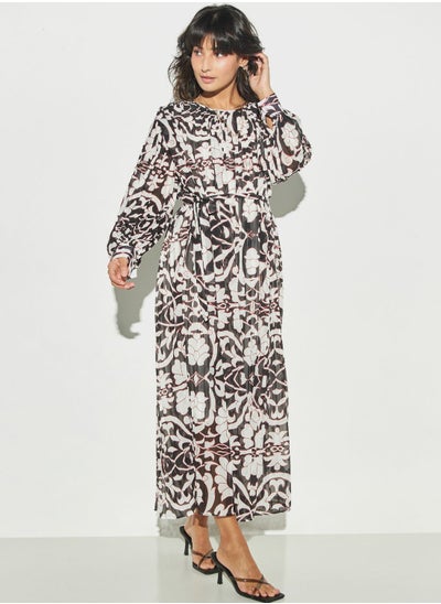 Buy Puff Sleeve Tie Detailed Dress in Saudi Arabia