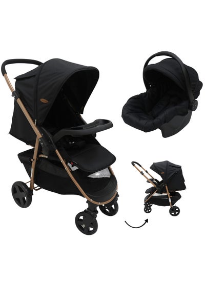 Buy DualView Travel System Reversible Stroller with Newborn Car Seat - Black in UAE