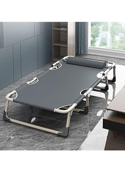 Buy Folding Camping Cot, Folding Bed, Single Person Folding Reclining Lounger for Camping Office Lunch Break Outdoor Emergency(56 Round Tube Gray) in UAE