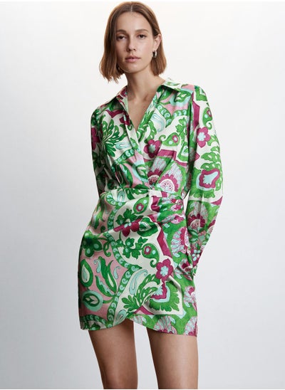 Buy Surplice Neck Printed Dress in Saudi Arabia