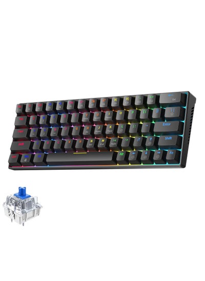 Buy 60% 63 Keys Wired Mechanical Gaming Keyboard RGB Backlit Ultra-Compact Mini Keyboard Waterproof Mini Compact 63 Keys Keyboard for PC/Mac Gamer Typist Travel Easy to Carry on Business Trip in UAE