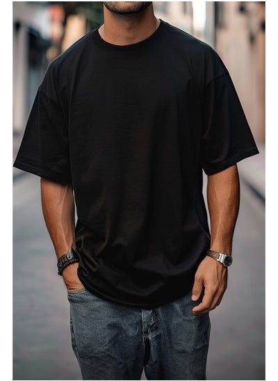 Buy Black Basic Crew Neck Oversize/Wide Fit Short Sleeve T-Shirt TMNSS21TS0811 in Egypt