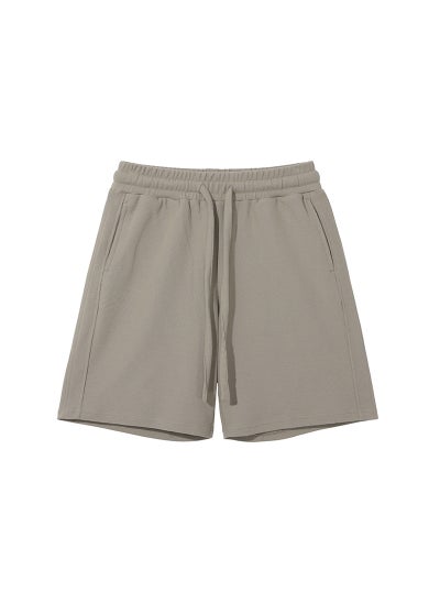 اشتري ARTIE Menswear 2024 Spring Summer 330G Breathable Diamond Waffle Casual Drawstring Shorts Grey Cafe في السعودية