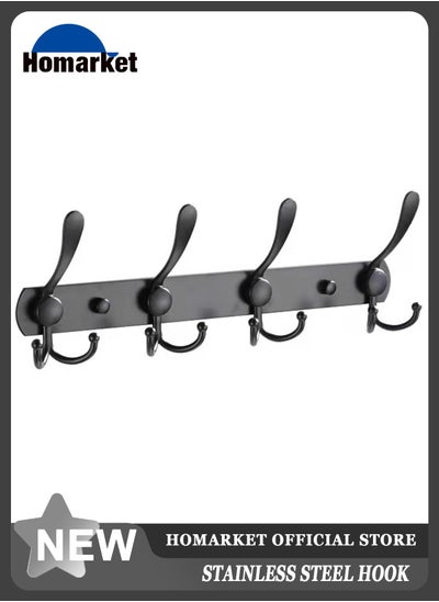 Buy Coat Rack Wall Mount Wall Hooks Hat Rack Adhesive Wall Hooks Rail Heavy Duty Wall Rack with 4 Tri Hooks for oat Hat Towel Purse Robes Mudroom Bathroom Entryway in UAE