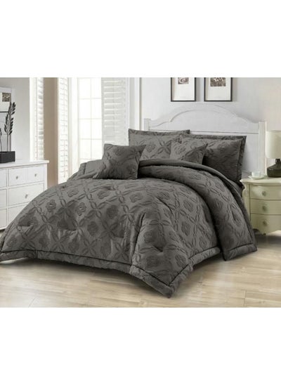 اشتري COMFY 6 PC ALL SEASON COMFORTER SET 220 X 240 CM DARK GREY في الامارات