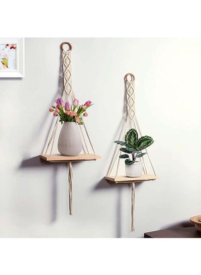 Buy Macrame Indoor Wall Hanging Shelf Hand Woven Bohemian Décor 55 x 30 2 pieces in Egypt