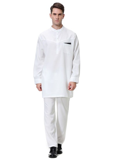 Buy Muslim Arab Men Thobe Thawb Kaftan Suit White in Saudi Arabia