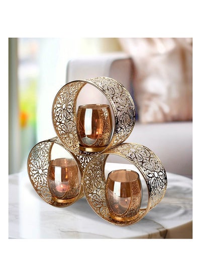 اشتري Medalion Metal Candle Holder Titanium 31X7X29.5 Cm Gold في الامارات