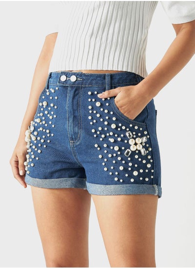 اشتري High Waist Denim Shorts في السعودية