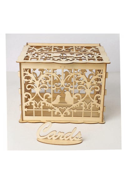 اشتري Wedding Wooden Card Box  Wedding Card Box with Lock and Card Sign Wooden Gift Card Box for Reception Wedding Anniversary Baby Shower Birthday Graduation Party Decorations في الامارات