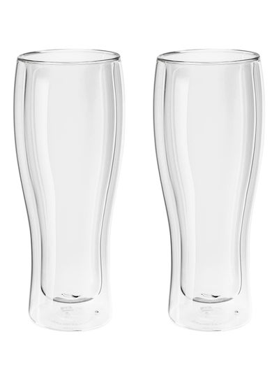 Buy Set of 2 Double Walled Glass 480ml, Thermal Insulation, Mug for Hot/Cold Drinks, Tumbler for Tea Cappuccino Latte Hot Chocolate in UAE