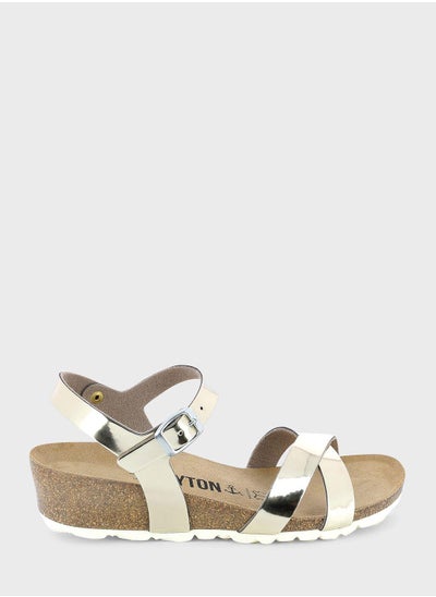 Buy Canberra Strappy Mid Heel Wedges in UAE