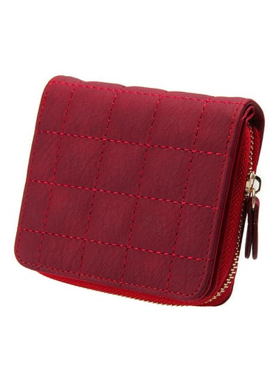 Buy Plaid Lines Detailed Short Wallet Red in UAE