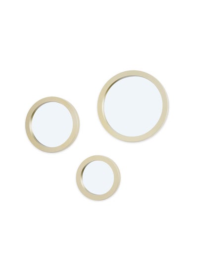 Buy Cassie Set of 3 Round wall mirror D28x2.5cm, D23x2.5cm, D18x2.5cm- Gold in UAE