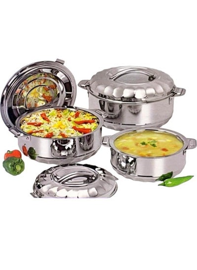 Buy 3pcs stainless steel heating pot set with lids thermal heating pot 2500ml, 3500ml, 5000ml in Saudi Arabia