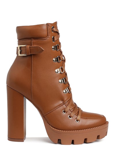 Buy Lace up Combat Boots in Tan in UAE