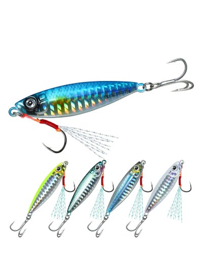 5 pieces Fish bait Saltwater Jigs Fishing Lures 10g-160g With Flat BKK  Hooks Slow Pitch Knife Vertical Jigs Saltwater Spoon Lure For Tuna Salmon  Grouper Sea Fishing Jigging Lure Blade Bait price