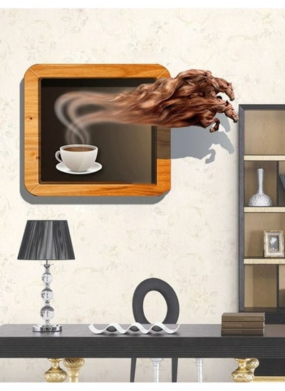 اشتري 3D Coffee and Running Horse Personality Wall Art Removable Wall Art 91.7 x 58 x 0.3 cm في الامارات