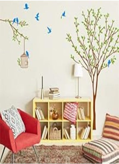 اشتري Birds Cages Green Tree Wall Sticker Home Decorative Mural Decal Art Vinyl Sticker Decor Decals في مصر