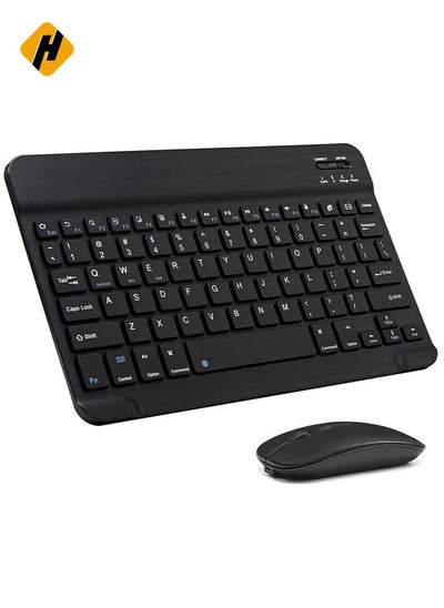 Buy Ultra-Slim Bluetooth Keyboard and Mouse Combo Rechargeable Portable Wireless Keyboard Mouse Set for Apple iPad iPhone iOS 13 and Above Samsung Tablet Phone (Black) in Saudi Arabia