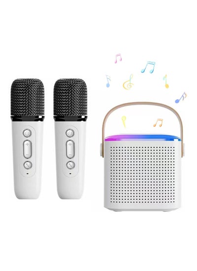 اشتري Karaoke Machine Portable Bluetooth Speaker with 2 Wireless handheled Microphones LED Lights Portable Bluetooth Karaoke Speaker for All Smartphones for Home Party Birthday Gifts في السعودية