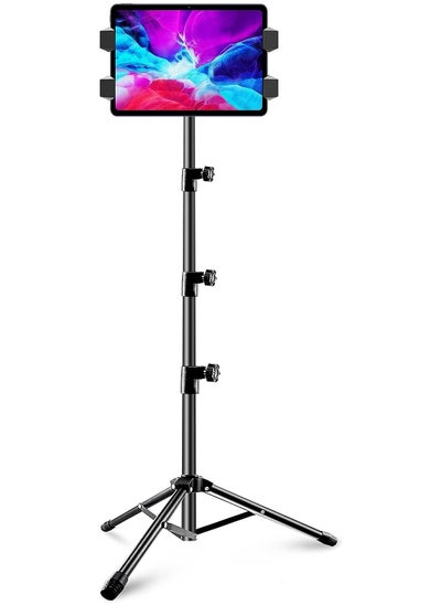 Buy Tablet Stand Holder, iPad Tripod Floor Holder with Height Adjustable, 360 Rotating Cell Phone Stand for Video Recording, Compatible with iPad Pro, Mini, Air, iPhone and 4.7-13" Tablets Phones in UAE