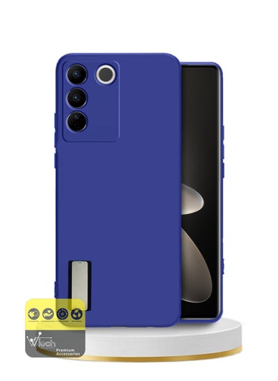 Buy Liquid Silicone Ultra Thin Phone Stylish Case Cover For Vivo V27 2023 Navy Blue in Saudi Arabia