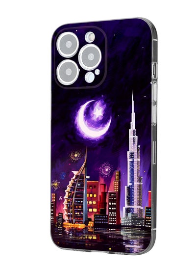 Buy for iPhone 14 Pro Max Case, Shockproof Protective Phone Case Cover for iPhone 14 Pro Max, with Dubai in the moonlight Pattern in UAE