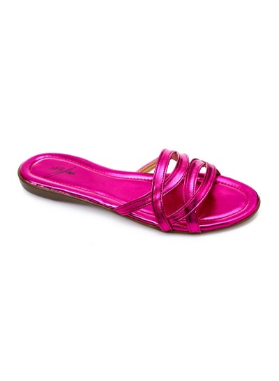 Buy Slip On Casual Metallic Cut Out Slippers - Fuchsia in Egypt