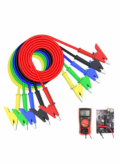 Buy Alligator Clips Test Leads, 5pcs Dual-Ended Crocodile Wire Cable with Insulators Clips, Test Flexible Copper Cable for Electrical Testing, 1 meter in Saudi Arabia