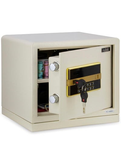 Buy Safe Box with Dual Security Digital Keypad and Key Lock for Home Office Protect Documents Cash Passports Jewelry RB30AS (Size, 33x38x30cm) Off White in UAE