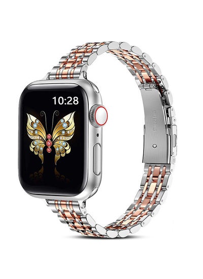 اشتري Metal Straps For Apple Watch 38mm 40mm 41mm Slim Stainless Steel Metal Replacement Band for Series 7/6/5/4/3/2/1 SE (Sliver) في الامارات