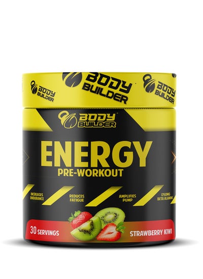 Buy Body Builder Energy Pre workout Plus BCAA, Strawberry Kiwi Flavor, 30 Servings -225 gm in UAE