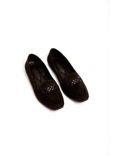 Buy Fancy Faux Suede Leather Flat Shoes With Front Chain in Egypt