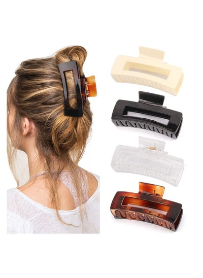 Buy Hair Claw Clips 4 PCS, Hair Clips for Thick Hair Acrylic Rectangular Jaw Clips Big Hair Clips Gifts for Women Girls in UAE