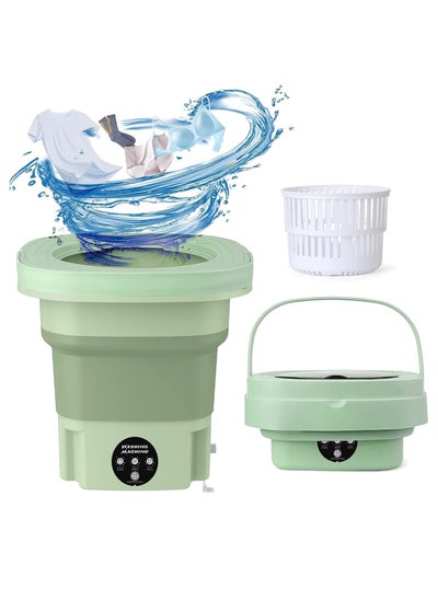 Buy Portable Mini Washing Machine, 8L Large Capacity, Suitable for Washing Baby Clothes, Underwear, Socks, Portable Washer for Apartments, Dormitories, RV, Green in UAE