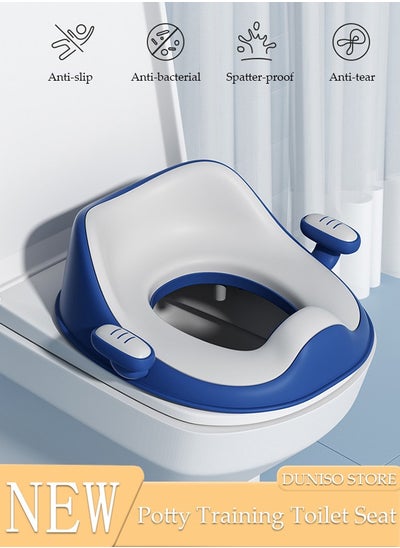 اشتري Potty Training Toilet Seat Anti-Slip Toilet Trainer Ring with Detachable Cushion Sturdy Handle and Backrest, Splash Guard Potty Chair for Toddler Boy Girl Fit Round Oval Toilet في السعودية