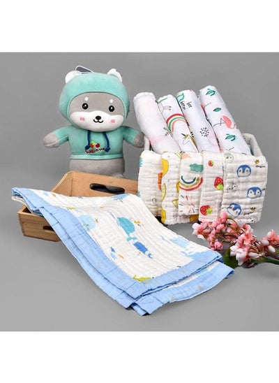 Buy Organic Muslin New Born Baby Gift Set Blue White 10 Items in Saudi Arabia