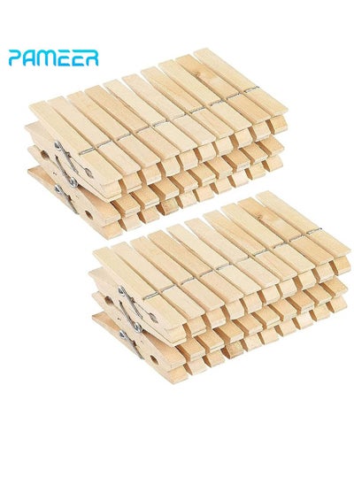 Buy Wooden Clothespins Natural Bamboo Clothes Pegs Anti Rust and Moisture Resistant Wooden Craft Pins Durable Clothing Clips with Strong Grip Holders for Laundry Cloth Drying Pack of 100 Pieces in UAE