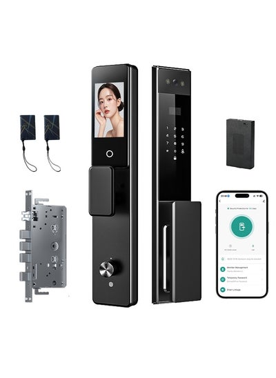 Buy Smart Lock Full-Automatic Door Lock with CNC-Machined Panel, Dual Cameras, WiFi Intercom, Palm Vein Unlocking, and Dual 4200mAh Batteries, Model M13 in UAE