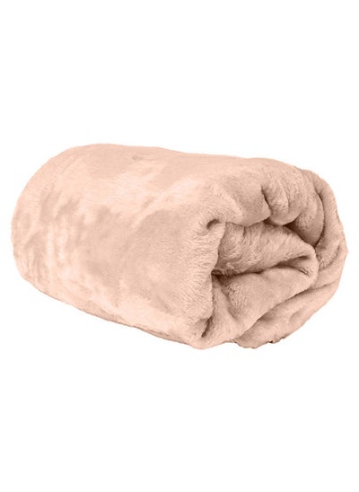 Buy Single Micro Fleece Flannel Blanket 260 GSM Super Plush and Comfy Throw Blanket Size 150 x 200cm Cream in UAE