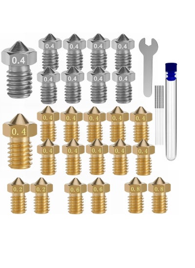 اشتري 30PCS 3D Printer Nozzles Cleaning Kit, M6 Out Thread for v6 Nozzle V5 Nozzle and 5 Pcs 0.35mm Stainless Steel Nozzle Cleaning Needles1pcs 7mm Nozzle Spanner في السعودية